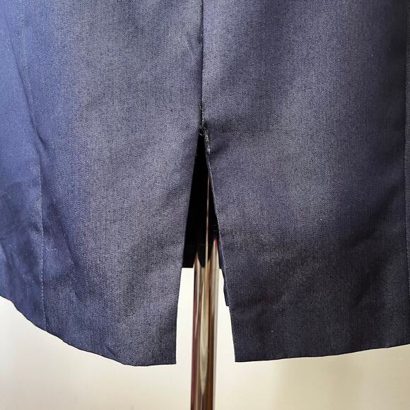 Vintage 90s Denim Mini Dress Blue Navy Bodycon Sheath // Size Medium 8 - Picture 7 of 8